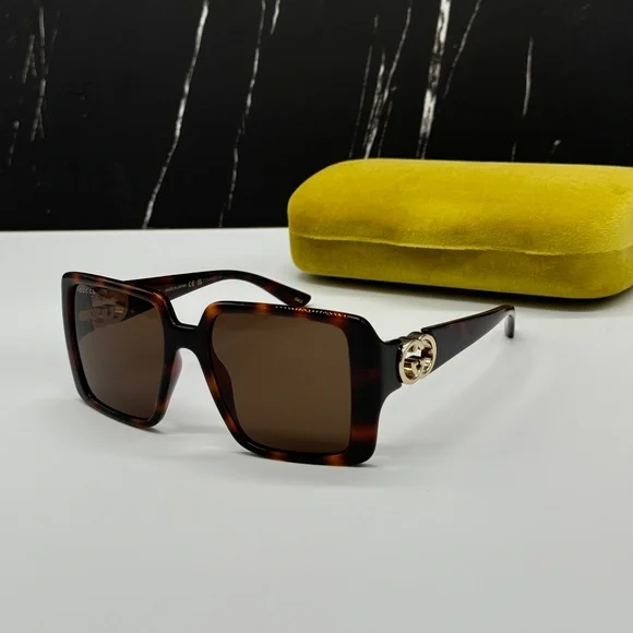 NEW GUCCI GG1692S 002 HAVANA BROWN SQUARE WOMEN GUCCI SUNGLASSES - Picture 2 of 11